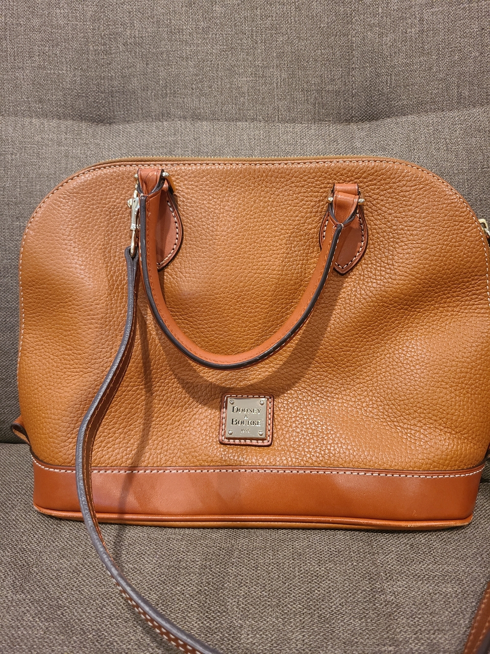 Dooney & Bourke Pebble Leather Satchel - Cognac Brown